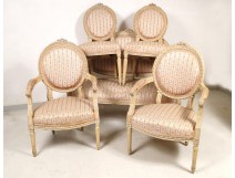 5 Rooms Salon Louis XVI armchairs and sofa chairs, NapIII nineteenth