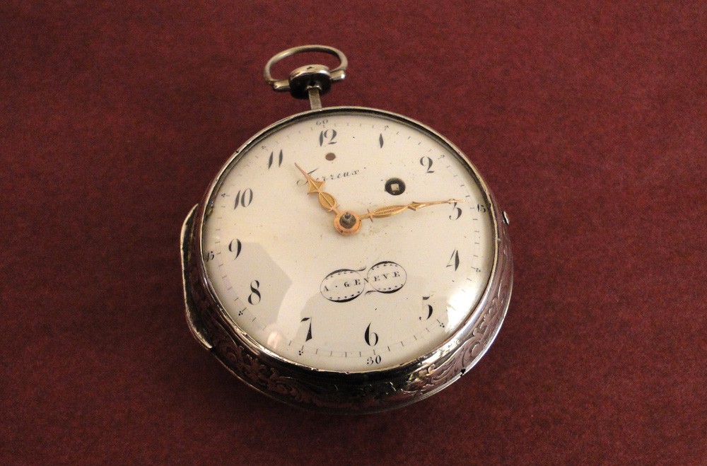 Montre oignon Louis XIV argent massif sc nes chasse Ferreux Gen ve
