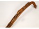 Boxwood carved cane, dog head, cops and snakes, Pop Art XIX