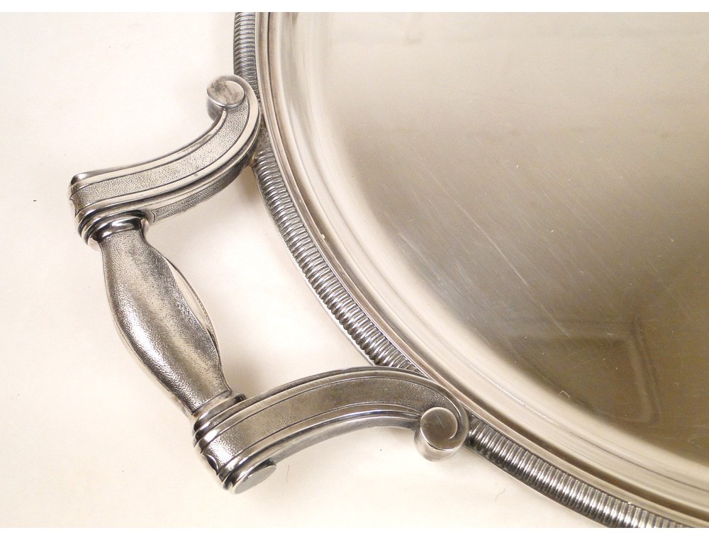 Grand plat ovale métal argenté CHRISTOFLE FRANCE coll. GALLIA - Malmaison empire
