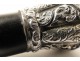 Wooden cane blackened silver pommel, XIXth