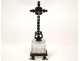 Charles X crucifix, Christ bronze cross, cut crystal nineteenth