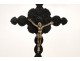 Charles X crucifix, Christ bronze cross, cut crystal nineteenth