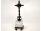 Charles X crucifix, Christ bronze cross, cut crystal nineteenth