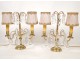 Pair of candlesticks with tassels, gilt bronze and crystal nineteenth