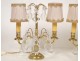 Pair of candlesticks with tassels, gilt bronze and crystal nineteenth