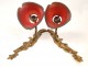 Pair of Art Nouveau bronze and glass paste signed Art of France