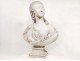 Big bust sculpture woman Madame du Barry, Carrara marble, Augustin Pajou, 18th