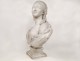 Big bust sculpture woman Madame du Barry, Carrara marble, Augustin Pajou, 18th