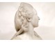 Big bust sculpture woman Madame du Barry, Carrara marble, Augustin Pajou, 18th