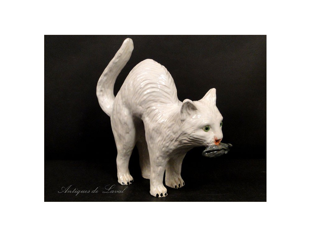 Sculpture Chat Et Souris En Faience Facon Bavent Xxe