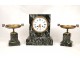 Mantelpiece clock terminal cassolettes green marble Raingo Brothers nineteenth