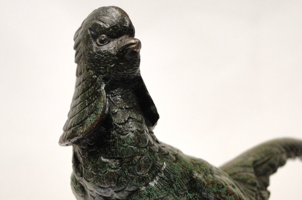 Sculpture en bronze patine verte coq faisan pheasant XIXè siècle eBay