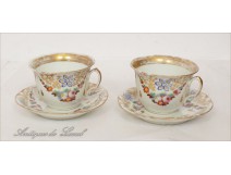 Pair of Paris Porcelain cups chocolate Louis Philippe nineteenth