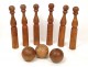 Set of 6 wooden balls and bowling Bowling nineteenth century Folk Art