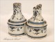 Vinegar cruet door of Rouen earthenware with floral eighteenth