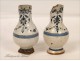 Vinegar cruet door of Rouen earthenware with floral eighteenth