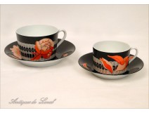 2 cups Hermes Paris porcelain twentieth