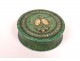 Round golden brass box malachite pearl stars monogram nineteenth century