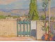 Pastel landscape south France Provence hills terrace flowers nineteenth century