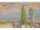 Pastel landscape south France Provence hills terrace flowers nineteenth century