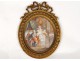 Painted miniature figures gallant scene under Louis XVI ormolu nineteenth