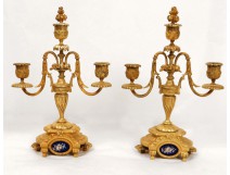 Candlesticks candelabra pair Sevres porcelain gilt bronze Napoleon III 19th