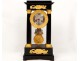 Columns blackened wood clock gilded bronze swans First Empire XIX crowns