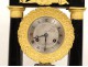 Columns blackened wood clock gilded bronze swans First Empire XIX crowns