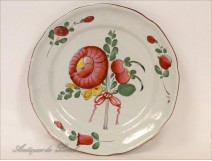 Earthenware plate Islettes, Flowers, eighteenth