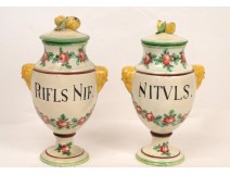 Two earthenware pots Pharmacy Albarello Italy nineteenth