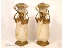 Pair of Royal Dux porcelain vase Art Nouveau Bohemia nineteenth