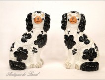 Pair of Staffordshire earthenware dog nineteenth