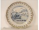 Earthenware plate Nevers Invasion Boat nineteenth