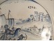 Earthenware plate Nevers Invasion Boat nineteenth