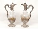 Pair of ewers Minerva Baccarat crystal silver goldsmith Labat nineteenth