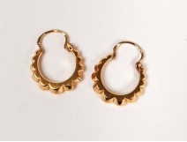 Pair of earrings 18K solid gold jewelry ring twentieth century