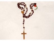 Rosary rosary crucifix Christ gilded red glass twentieth century