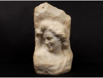 Carrara marble bust sculpture ancient vestal woman F.Jovino Italy twentieth