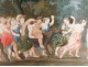 Gouache mythological satyr Pan Bacchanalia Bacchus ancient women eighteenth