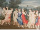 Gouache mythological satyr Pan Bacchanalia Bacchus ancient women eighteenth