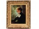 HST impressionist painting portrait young elegant woman H.Leroy nineteenth