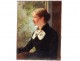 HST impressionist painting portrait young elegant woman H.Leroy nineteenth