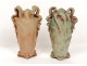 Pair of glazed stoneware ceramic Art Nouveau Pierrefonds nineteenth century