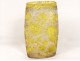 Clear glass vase enameled flowers Montjoye acid Legras Art Nouveau nineteenth