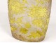 Clear glass vase enameled flowers Montjoye acid Legras Art Nouveau nineteenth
