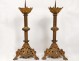 Picnic pair candles candlesticks gilt bronze dragons Gothic Napoleon III 19th