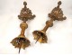 Picnic pair candles candlesticks gilt bronze dragons Gothic Napoleon III 19th