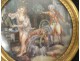 Painted miniature erotic scene naughty characters naked woman flowers nineteenth