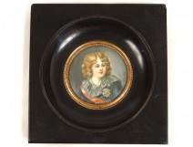 Miniature painted portrait child king Rome Napoleon II Aiglon Emperor XIX